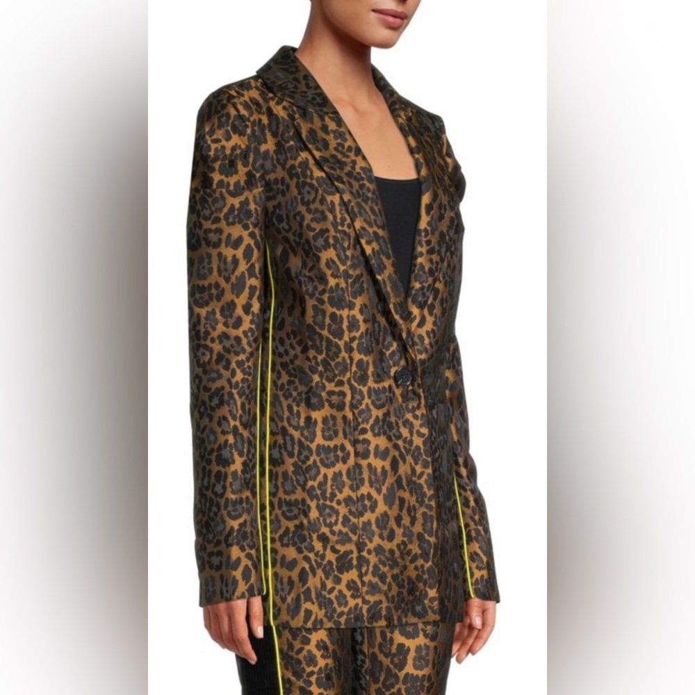 For Love & Lemons Leopard Print Blazer Jacquard with Neon Piping, Like New - Picture 3 of 3